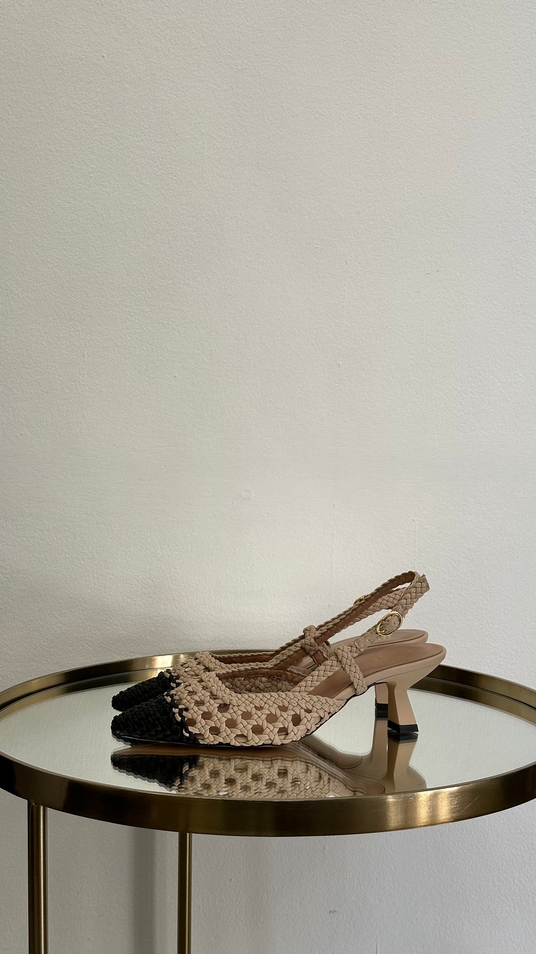 Slingback intrecciata bicolor